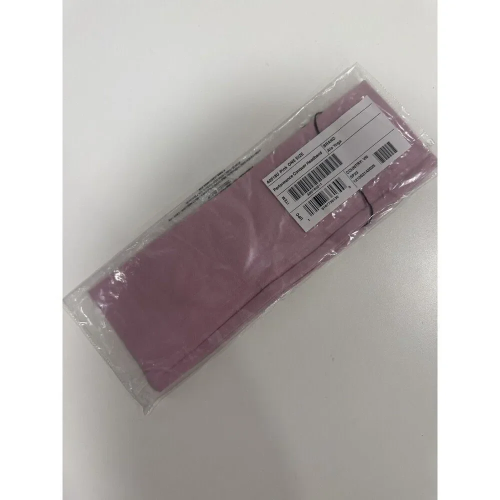 NWT Alo Yoga Pink Performance Conquer Headband Airlift Alosoft Gym Yoga